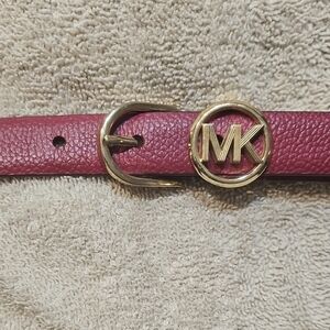 Michael Kors Magenta Belt with Gold MK Buckle